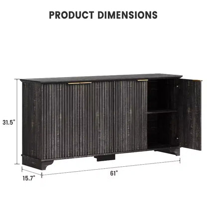 Buffet en bois à 4 portes et étagères réglables, pour cuisines, salles à manger,
