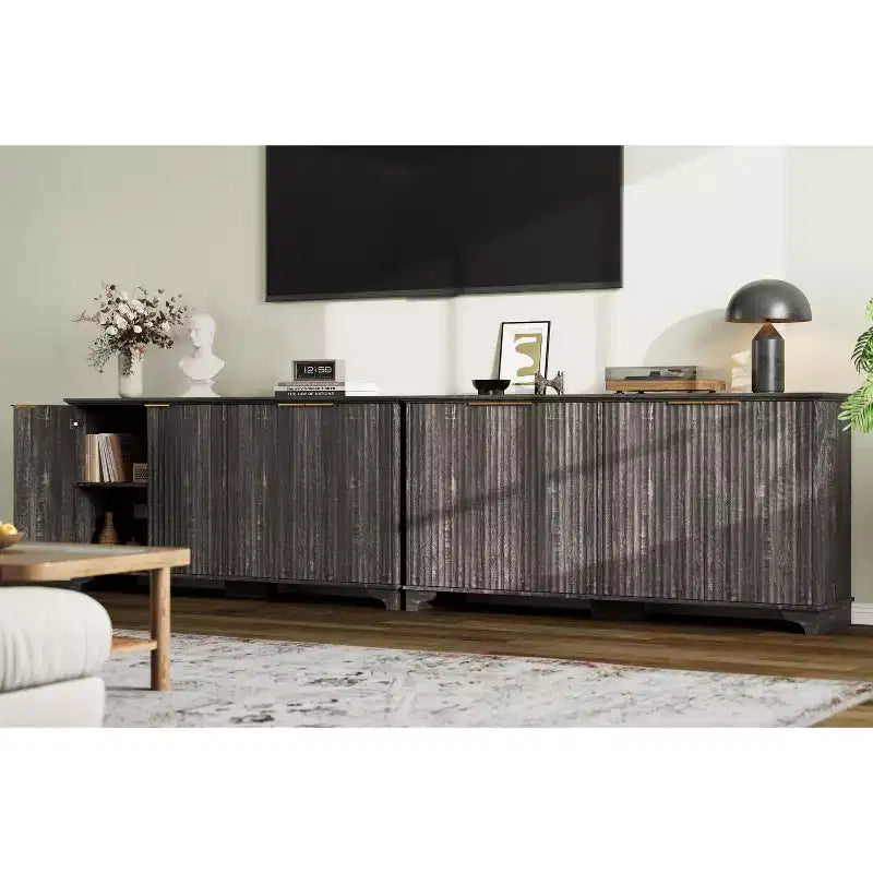 Buffet en bois à 4 portes et étagères réglables, pour cuisines, salles à manger,