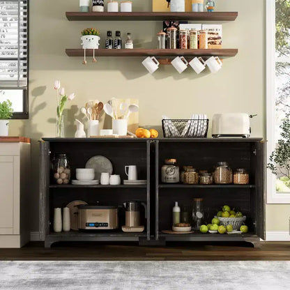 Buffet en bois à 4 portes et étagères réglables, pour cuisines, salles à manger,