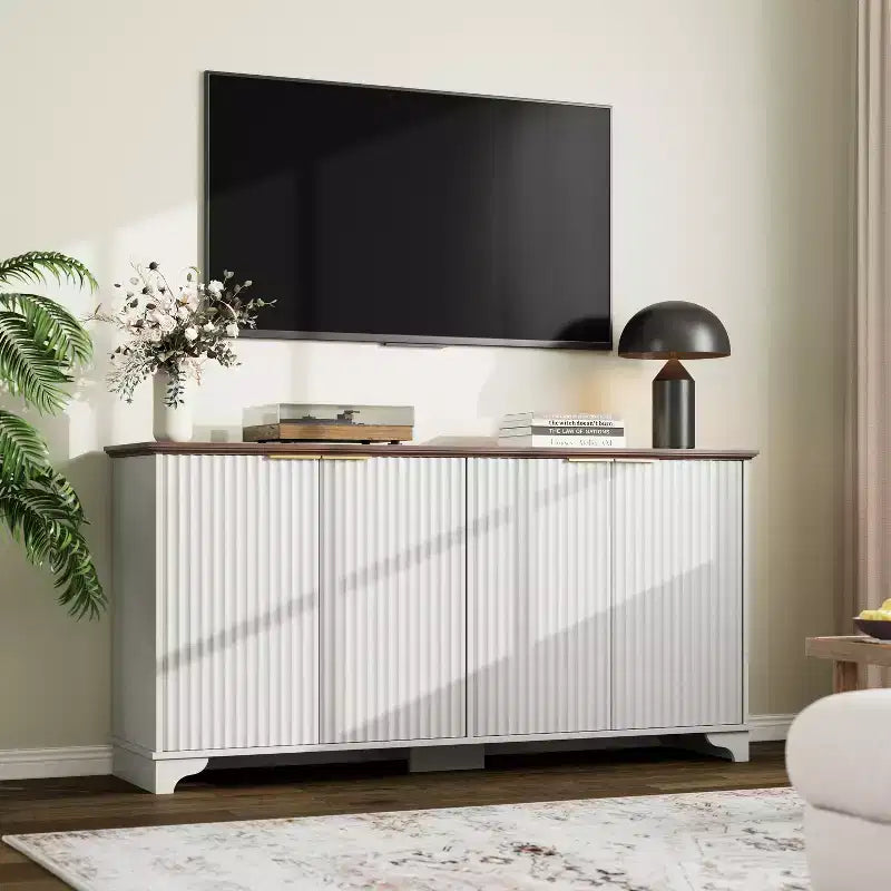 Buffet en bois à 4 portes et étagères réglables, pour cuisines, salles à manger,