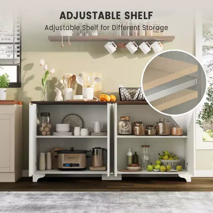 Buffet en bois à 4 portes et étagères réglables, pour cuisines, salles à manger,