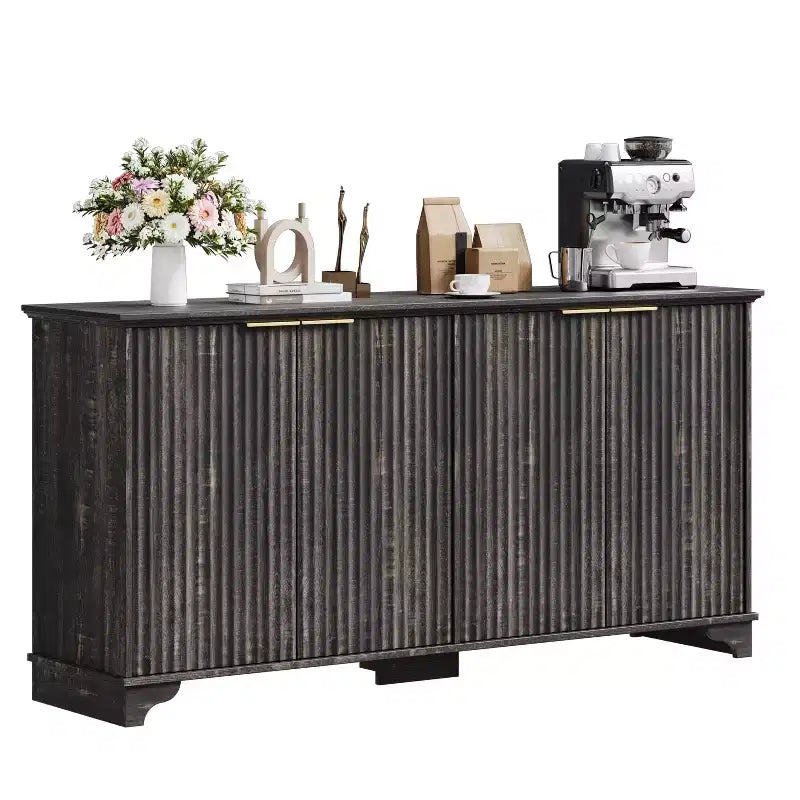 Buffet en bois à 4 portes et étagères réglables, pour cuisines, salles à manger,