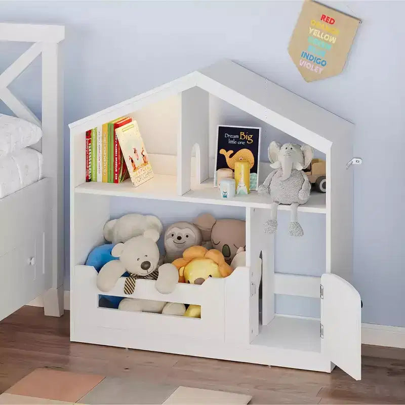 GustoWave Étagère à Livres Polyvalente à 3 Niveaux pour Enfants avec Lumière à Détecteur de Mouvement - Organiseur de Rangement de Jouets en Bois avec Dispositif Anti-basculement