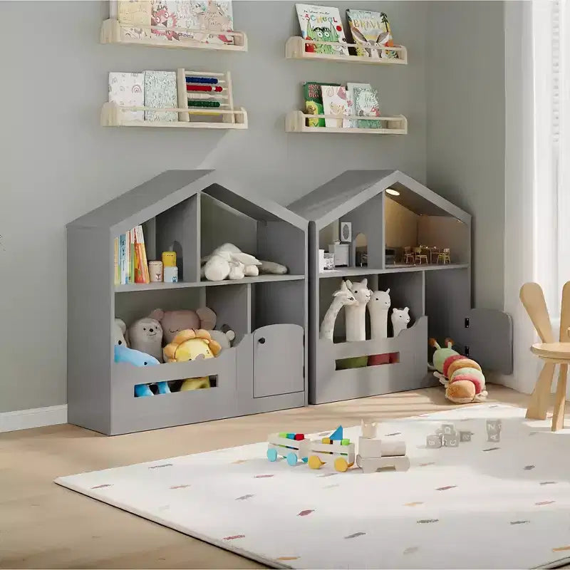 GustoWave Étagère à Livres Polyvalente à 3 Niveaux pour Enfants avec Lumière à Détecteur de Mouvement - Organiseur de Rangement de Jouets en Bois avec Dispositif Anti-basculement