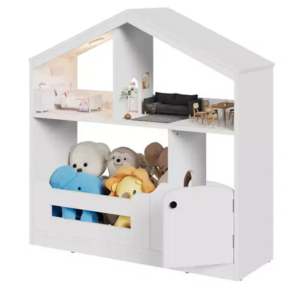 GustoWave Étagère à Livres Polyvalente à 3 Niveaux pour Enfants avec Lumière à Détecteur de Mouvement - Organiseur de Rangement de Jouets en Bois avec Dispositif Anti-basculement