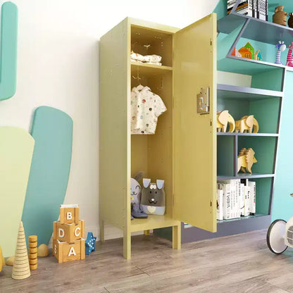 1 casier métallique simple et haut - armoire de rangement de style rétro - mobilier industriel - pour salon/chambre/débarras/salle de sport/école - jaune
