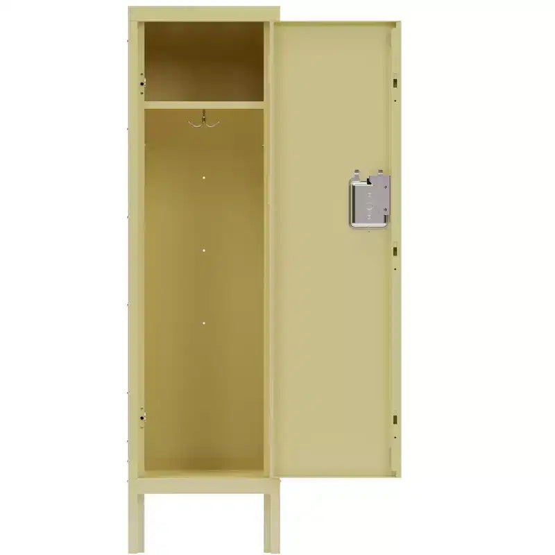 1 casier métallique simple et haut - armoire de rangement de style rétro - mobilier industriel - pour salon/chambre/débarras/salle de sport/école - jaune