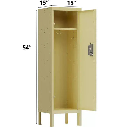 1 casier métallique simple et haut - armoire de rangement de style rétro - mobilier industriel - pour salon/chambre/débarras/salle de sport/école - jaune