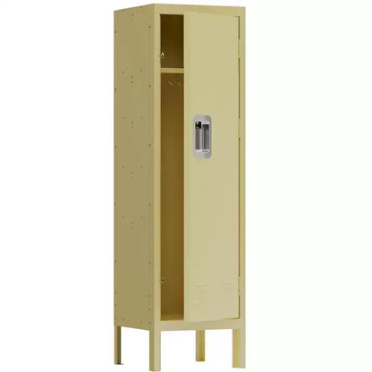 1 casier métallique simple et haut - armoire de rangement de style rétro - mobilier industriel - pour salon/chambre/débarras/salle de sport/école - jaune
