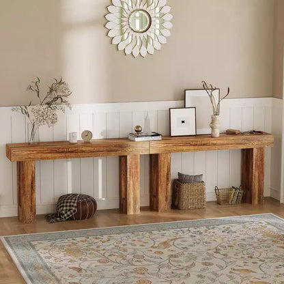 Console étroite et longue de 63 pouces, table d'entrée en bois de style ferme pour couloir, salon, derrière un canapé, table d'appoint industrielle pour une décoration moderne et rustique