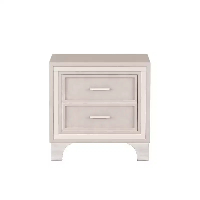 Table de chevet Homy Casa à 2 tiroirs avec bordure argentée et pieds en métal, table de chevet pour chambre à coucher