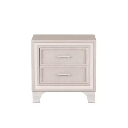 Table de chevet Homy Casa à 2 tiroirs avec bordure argentée et pieds en métal, table de chevet pour chambre à coucher