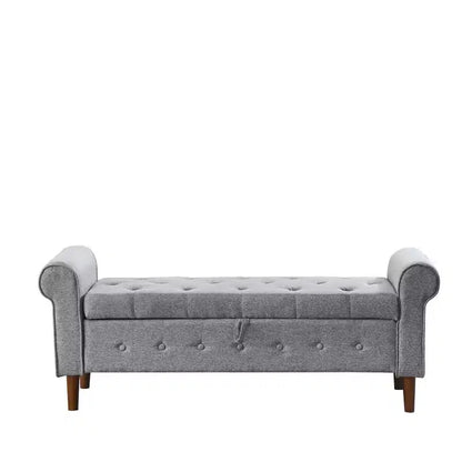 Banc Ottoman de Rangement avec Accoudoirs, 157,5 cm l x 56 cm P x 60 cm H, Banc de Rangement Grande Capacité avec Couvercle Basculant à Charnière à Boucle, Repose-Pieds
