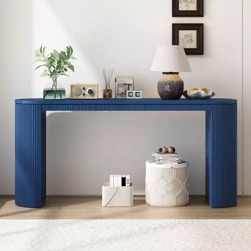 Console moderne cannelée Table de canapé incurvée Table d'entrée étroite avec rayures verticales pour couloir, entrée, salon