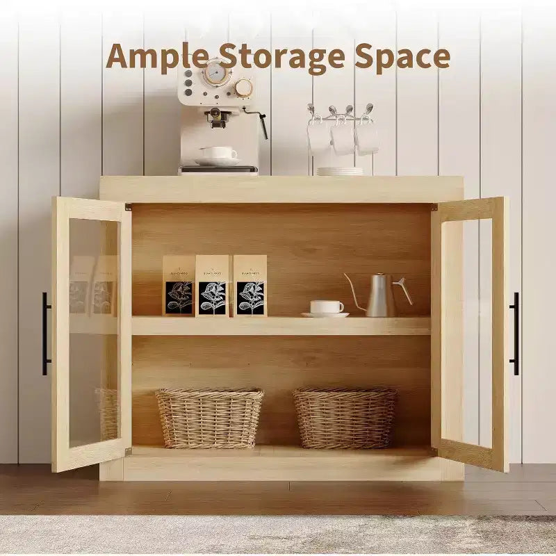 Buffet bas Acekool 70.8 avec 4 portes, bahut de rangement moderne style ferme