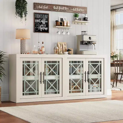 Buffet bas Acekool 70.8 avec 4 portes, bahut de rangement moderne style ferme