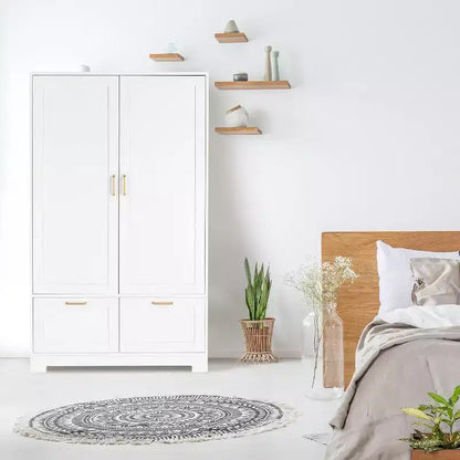 VINGLI Armoire Penderie avec Portes et Tiroirs, Armoire de Rangement, Armoire à Tiroirs