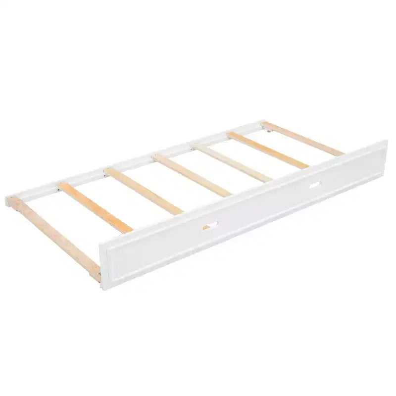 Cadre de lit de repos en bois pleine grandeur avec rangement, lit de repos avec lit gigogne et étagères de rangement, lit de repos d'angle en forme de L avec lumière et portes coulissantes