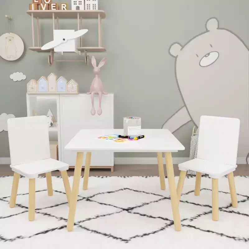 Kids Table and 2 Chairs Set, All-Purpose Toddler Desk for Study, Play, and Dining, Child-Safe Furniture for Home, Playroom, or Bedroom