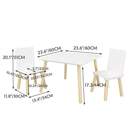 Ensemble Table et 2 Chaises pour Enfants, Bureau Polyvalent pour Tout-Petits pour Étudier, Jouer et Dîner, Meubles Sûrs pour Enfants pour la Maison, la Salle de Jeux ou la Chambre