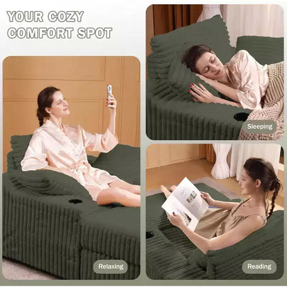 Grande chaise longue d'intérieur avec rangement, canapé-lit en velours côtelé rembourré avec 3 oreillers, canapé-lit simple pour la maison