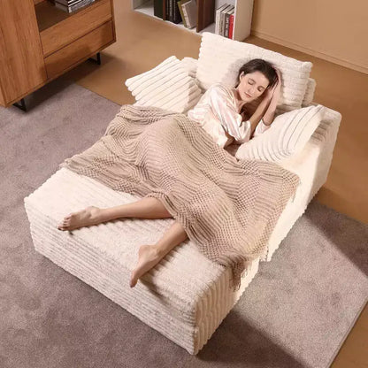 Grande chaise longue d'intérieur avec rangement, canapé-lit en velours côtelé rembourré avec 3 oreillers, canapé-lit simple pour la maison