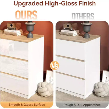 VINGLI Commode Blanche Brillante, Commode à 6 Tiroirs pour Chambre à Coucher