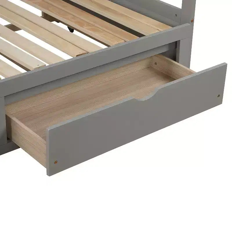 Lit de repos double en bois avec lit gigogne double et deux tiroirs de rangement, cadre de lit extensible, canapé-lit pour chambre à coucher et salon