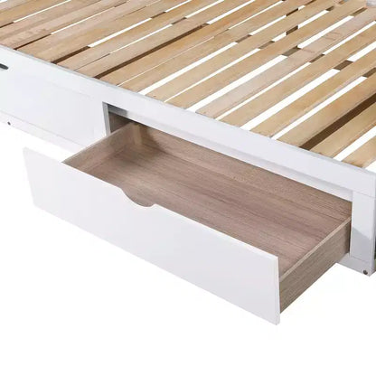 Lit de repos double en bois avec lit gigogne double et deux tiroirs de rangement, cadre de lit extensible, canapé-lit pour chambre à coucher et salon