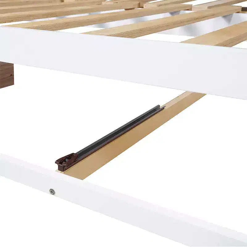 Lit de repos double en bois avec lit gigogne double et deux tiroirs de rangement, cadre de lit extensible, canapé-lit pour chambre à coucher et salon