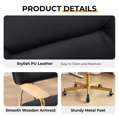 Chaise de bureau Furniliving, rembourrage confortable, style moderne avec roulettes pivotantes à 300° pour bureau/étude/coiffeuse/maison