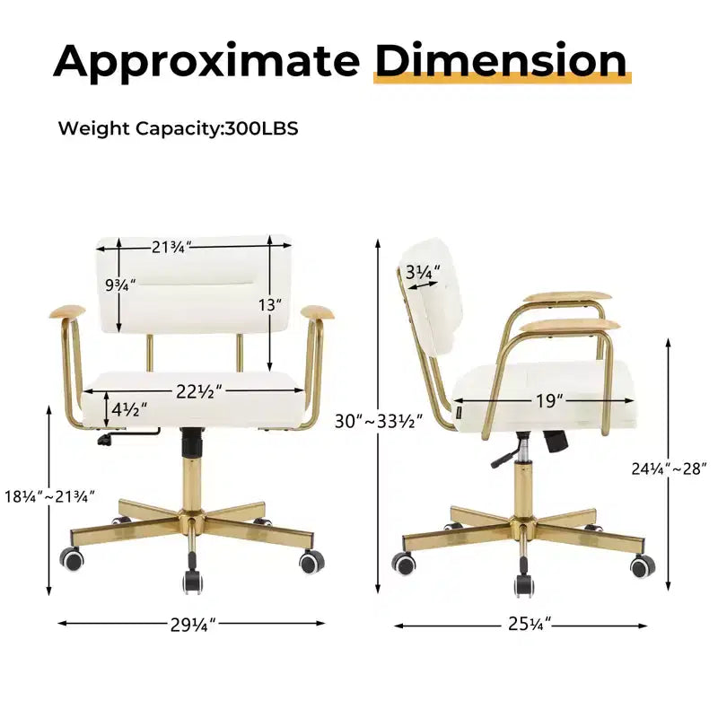 Chaise de bureau Furniliving, rembourrage confortable, style moderne avec roulettes pivotantes à 300° pour bureau/étude/coiffeuse/maison