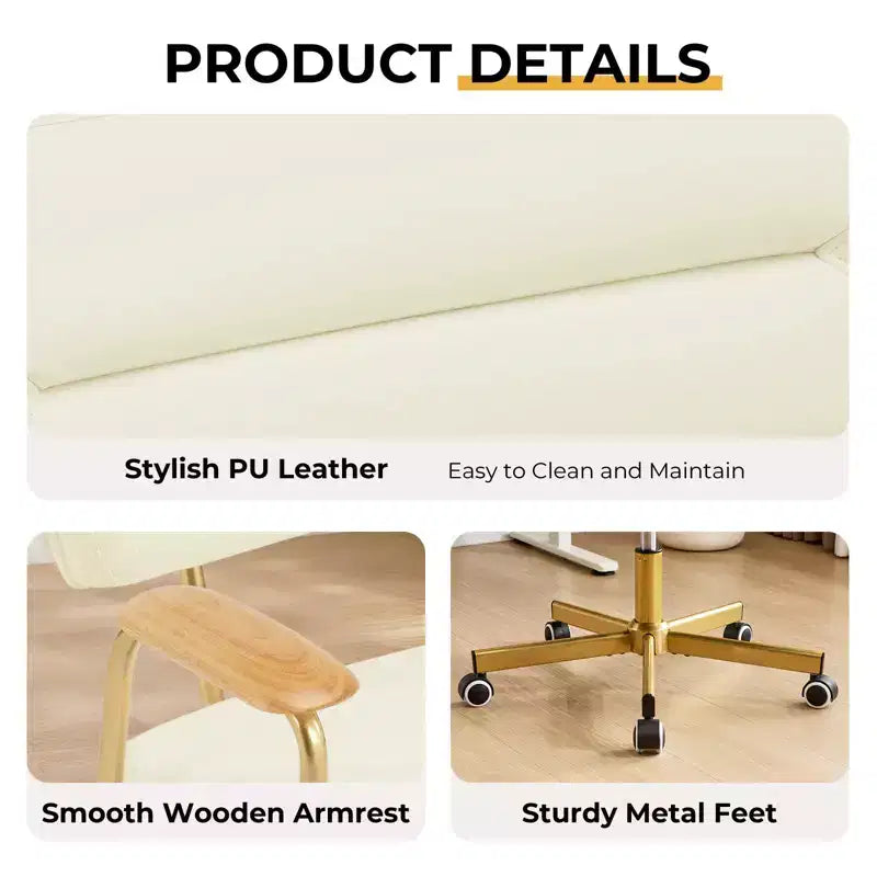 Chaise de bureau Furniliving, rembourrage confortable, style moderne avec roulettes pivotantes à 300° pour bureau/étude/coiffeuse/maison