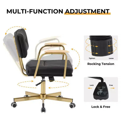 Chaise de bureau Furniliving, rembourrage confortable, style moderne avec roulettes pivotantes à 300° pour bureau/étude/coiffeuse/maison