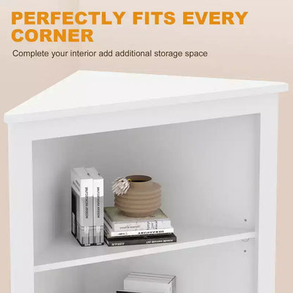 Meuble d'angle de ferme de 162 cm de haut avec 2 portes coulissantes, étagères réglables polyvalentes pour salle à manger, cuisine, armoire de rangement de ferme, blanc