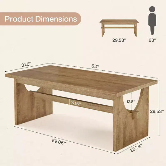 Table de salle à manger Lantine Farmhouse pour 4 à 6 personnes, grande table de salle à manger rectangulaire de 160 cm pour cuisine et salon, marron rustique