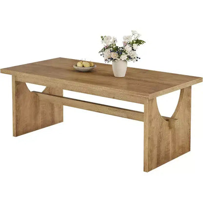 Table de salle à manger Lantine Farmhouse pour 4 à 6 personnes, grande table de salle à manger rectangulaire de 160 cm pour cuisine et salon, marron rustique