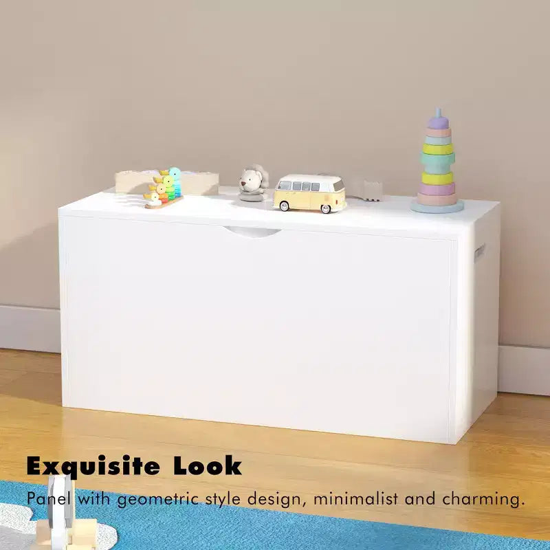 Meuble de rangement pour jouets Whisen Kids avec tiroir roulant, coffre à jouets moderne en bois avec roues, grand bac coulissant - Blanc