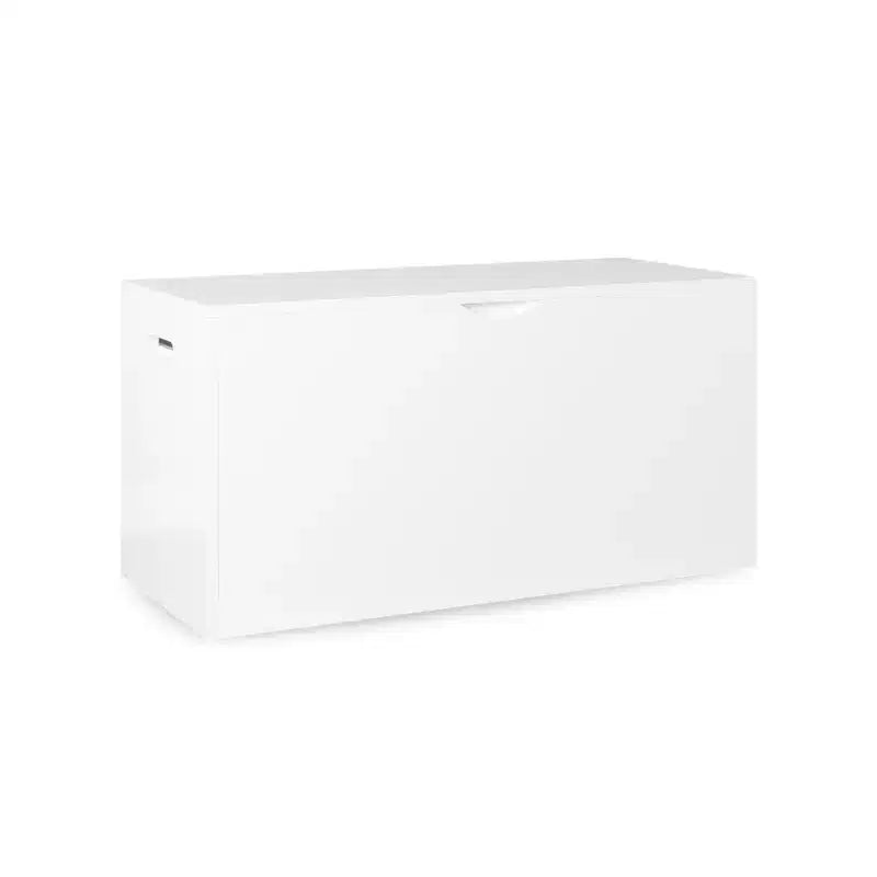 Meuble de rangement pour jouets Whisen Kids avec tiroir roulant, coffre à jouets moderne en bois avec roues, grand bac coulissant - Blanc