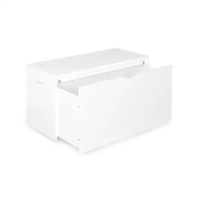 Meuble de rangement pour jouets Whisen Kids avec tiroir roulant, coffre à jouets moderne en bois avec roues, grand bac coulissant - Blanc
