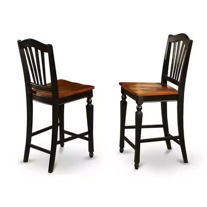 Tabouret de bar en bois HomeStock de 24 po de hauteur, finition noire, dossier haut, forme rectangulaire avec revêtement en lin