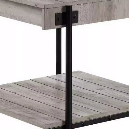 Table d'appoint Royal Hampton de 24 pouces, design planches, roulettes, marron, noir