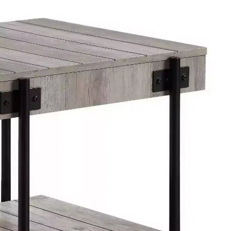 Table d'appoint Royal Hampton de 24 pouces, design planches, roulettes, marron, noir