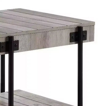 Table d'appoint Royal Hampton de 24 pouces, design planches, roulettes, marron, noir