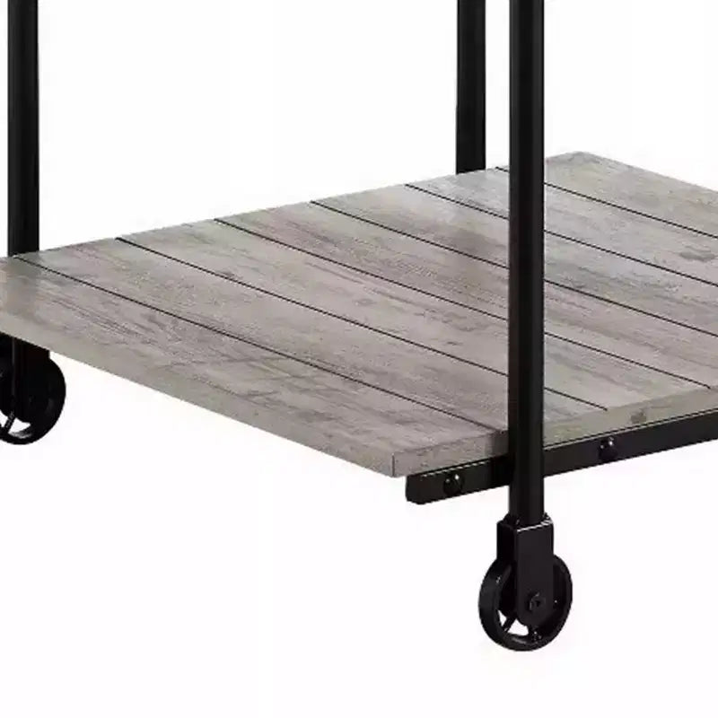 Table d'appoint Royal Hampton de 24 pouces, design planches, roulettes, marron, noir