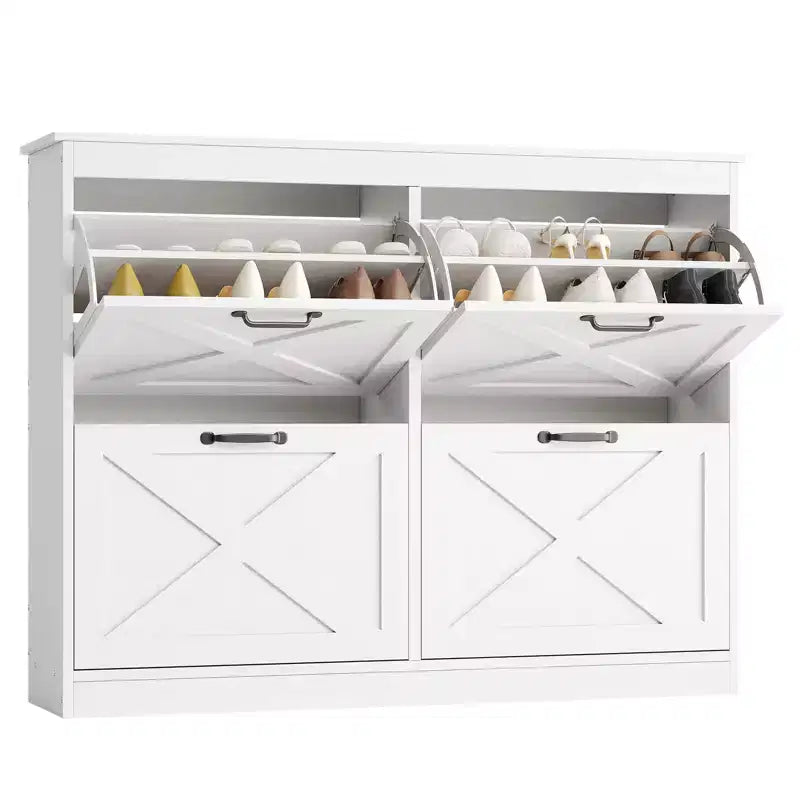 Meuble de rangement pour chaussures avec 4 tiroirs basculants, organisateur de chaussures autoportant dissimulé, meuble à chaussures en bois pour couloir, salon, appartement