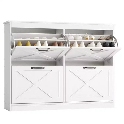Meuble de rangement pour chaussures avec 4 tiroirs basculants, organisateur de chaussures autoportant dissimulé, meuble à chaussures en bois pour couloir, salon, appartement