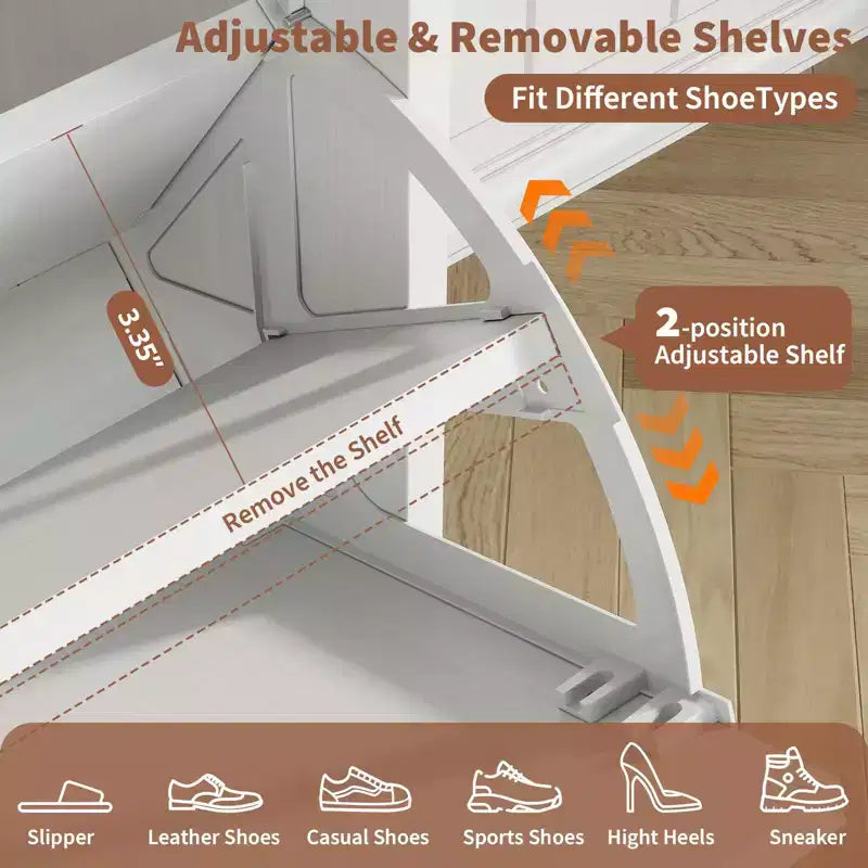 Meuble de rangement pour chaussures avec 4 tiroirs basculants, organisateur de chaussures autoportant dissimulé, meuble à chaussures en bois pour couloir, salon, appartement