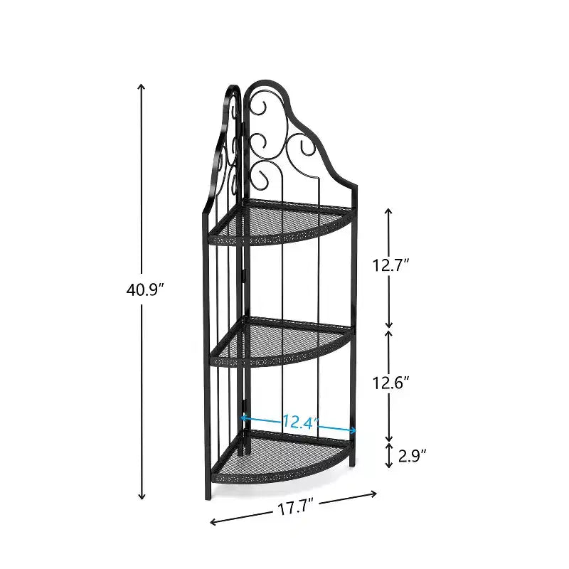 GDFStudio Cordoba 40.9 Étagère d'angle en fer à 3 niveaux moderne
