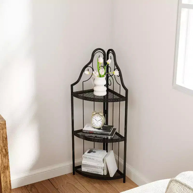 GDFStudio Cordoba 40.9 Étagère d'angle en fer à 3 niveaux moderne